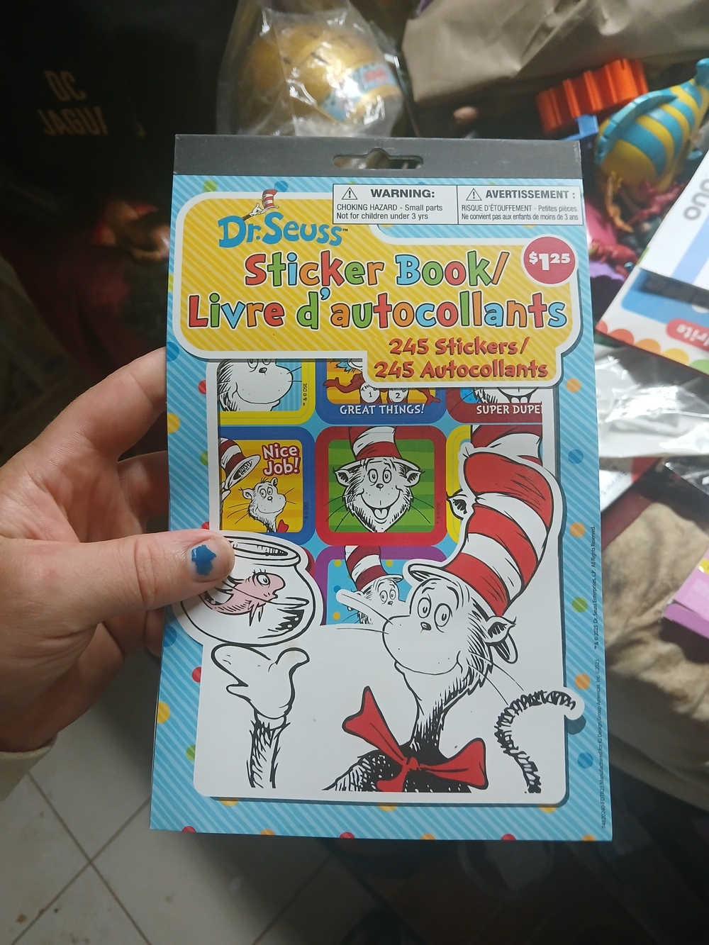 Dr. Seuss sticker book featuring 245 stickers with characters like The Cat in th